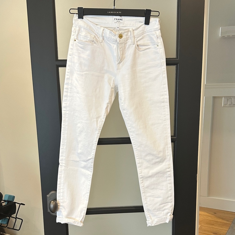 Frame Denim White Straight Leg Jeans